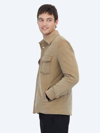 Deve Tüyü Regular Fit Gömlek Yaka Casual Dokuma Mont