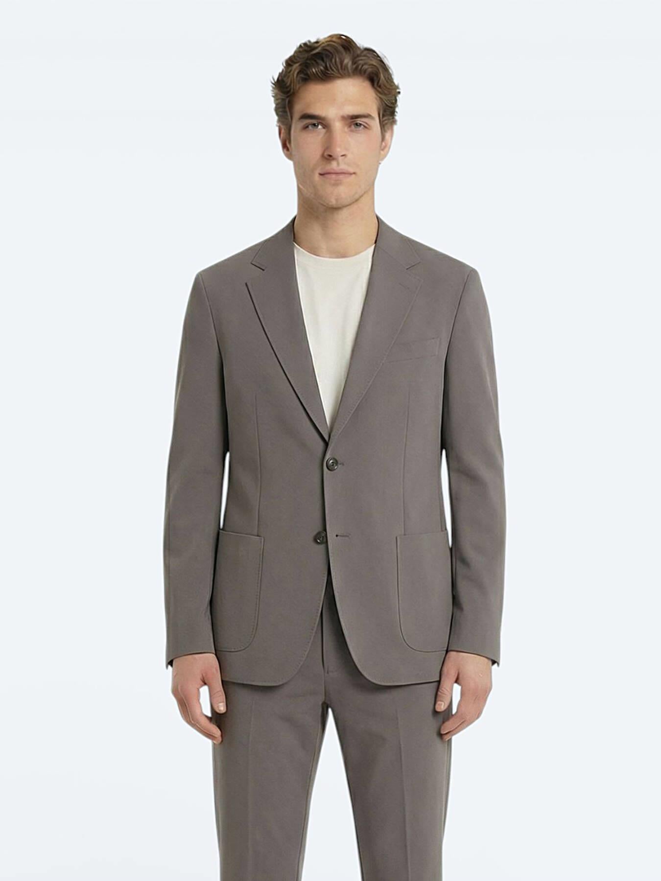 Haki Düz Modern Fit Takım Elbise