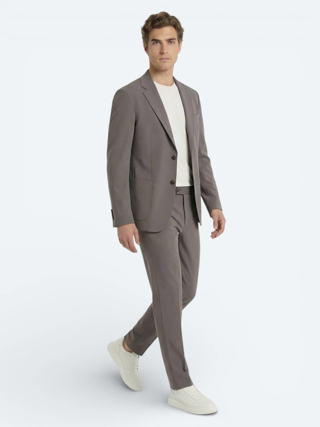 Haki Düz Modern Fit Takım Elbise