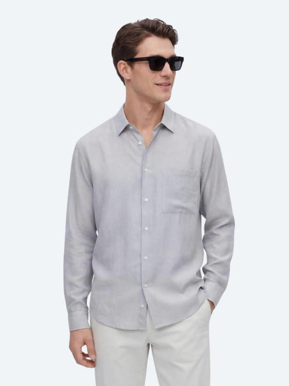 Gri Düz Oversize Fit Uzun Dokuma Casual Gömlek
