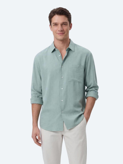 Mint Düz Oversize Fit Uzun Dokuma Casual Gömlek