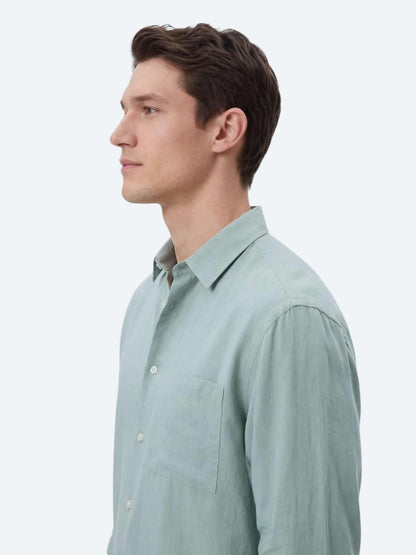 Mint Düz Oversize Fit Uzun Dokuma Casual Gömlek