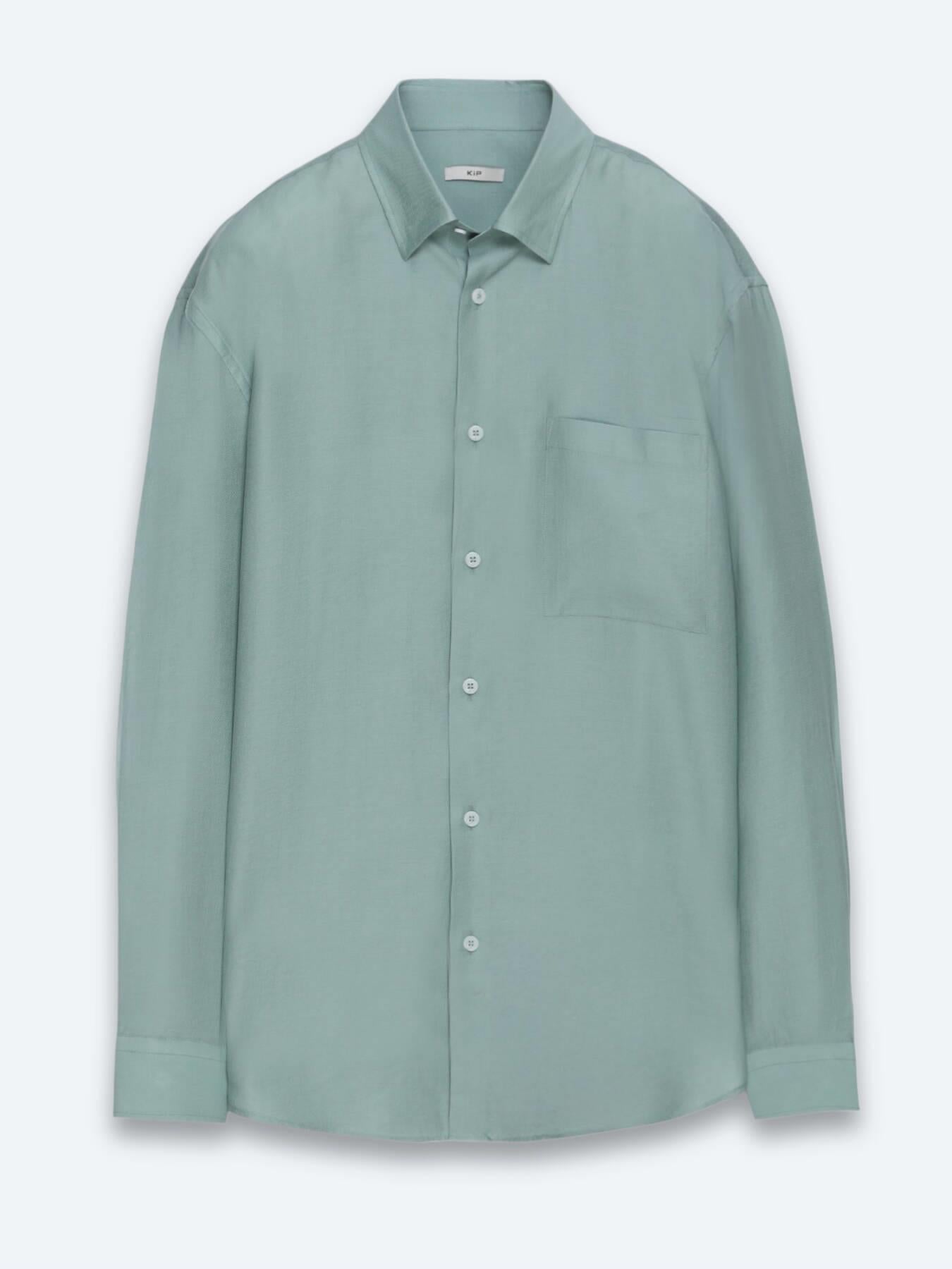 Mint Düz Oversize Fit Uzun Dokuma Casual Gömlek