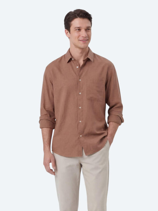 Somon Düz Oversize Fit Uzun Dokuma Casual Gömlek