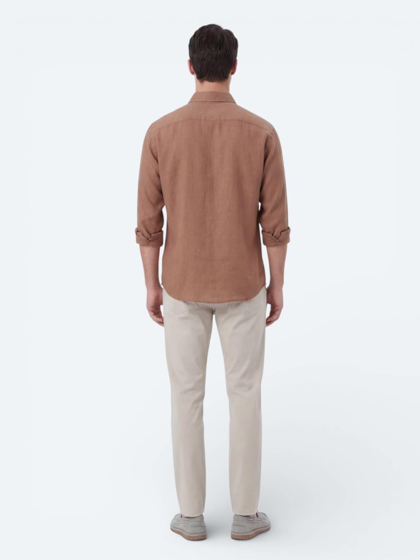 Somon Düz Oversize Fit Uzun Dokuma Casual Gömlek