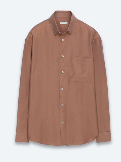Somon Düz Oversize Fit Uzun Dokuma Casual Gömlek
