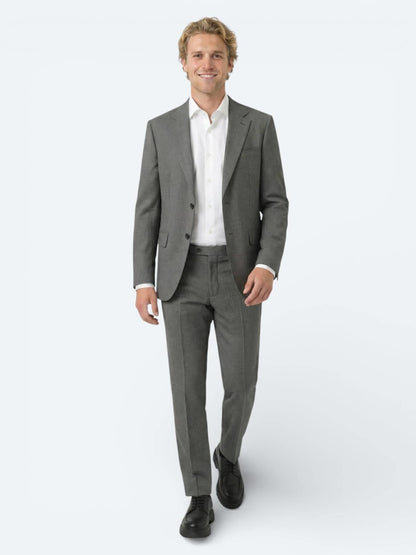 Gri Çizgili Modern Fit %100 Yün Takım Elbise