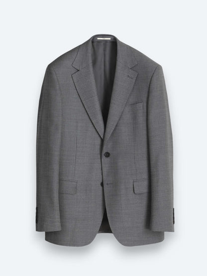 Gri Çizgili Modern Fit %100 Yün Takım Elbise