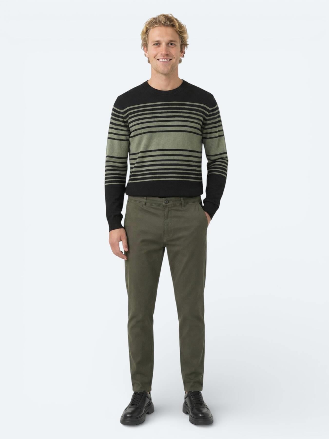 Haki Düz Dokuma Jogging Fit Casual Pamuk Karışımlı Pantolon