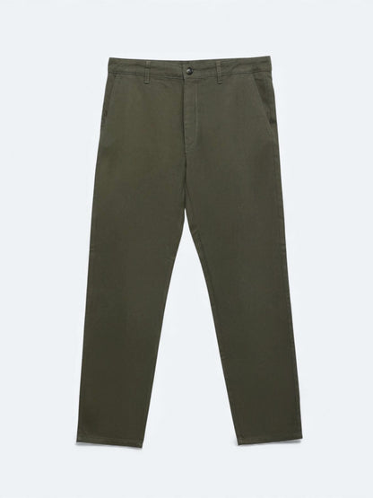 Haki Düz Dokuma Jogging Fit Casual Pamuk Karışımlı Pantolon