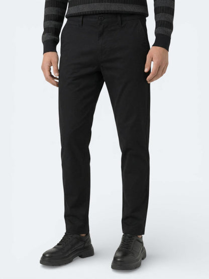 Siyah Dokuma Jogging Fit Casual Pantolon