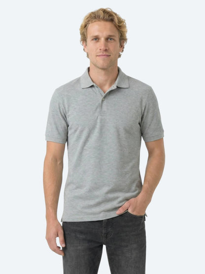 Antrasit Düz Polo Yaka Pamuk Karışımlı T-shirt