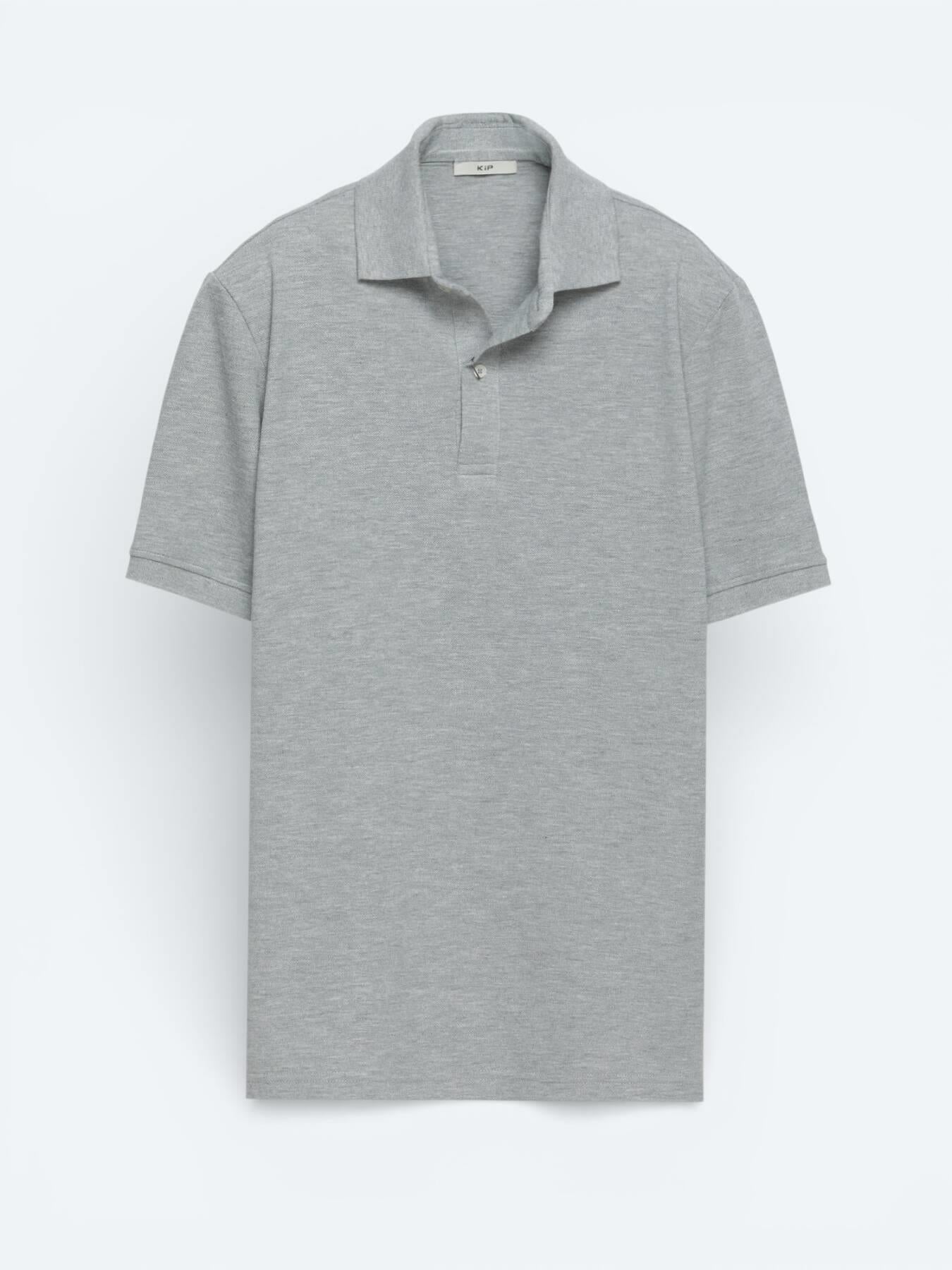 Antrasit Düz Polo Yaka Pamuk Karışımlı T-shirt