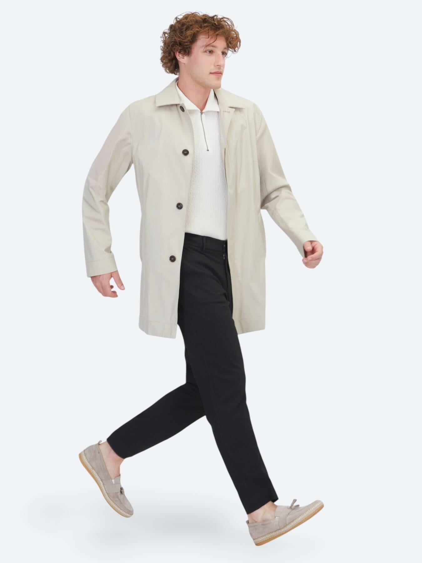 Açık Bej Regular Fit Gömlek Yaka Casual Dokuma Pardösü