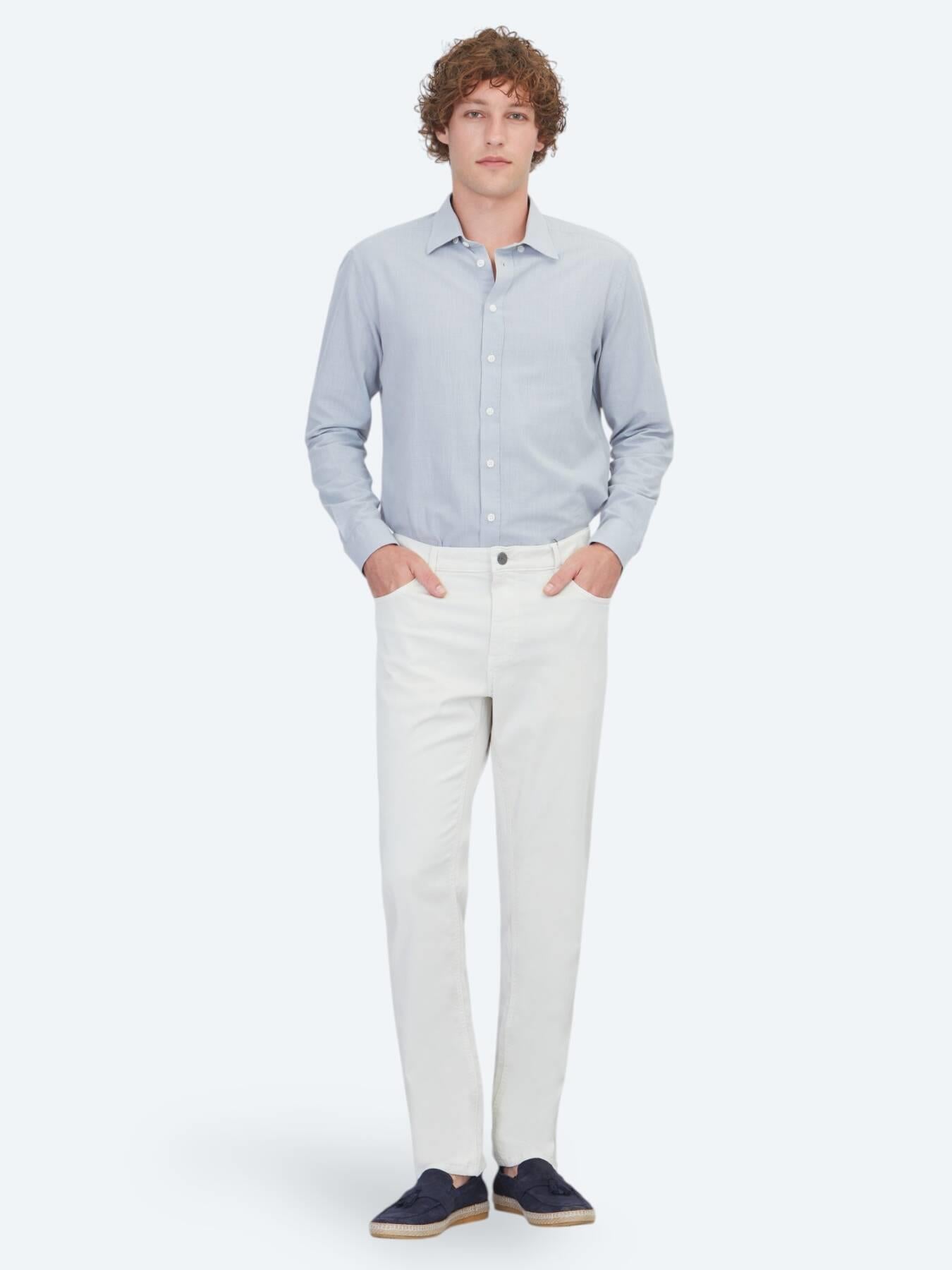 Gri Düz Regular Fit Uzun Dokuma Casual %100 Pamuk Gömlek