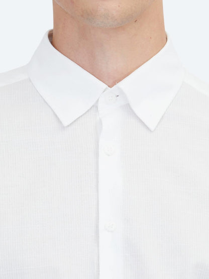 Beyaz Düz Regular Fit Uzun Dokuma Casual %100 Pamuk Gömlek