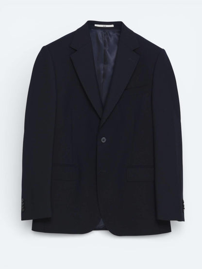 Lacivert Düz Modern Fit Yün Karışımlı Takım Elbise