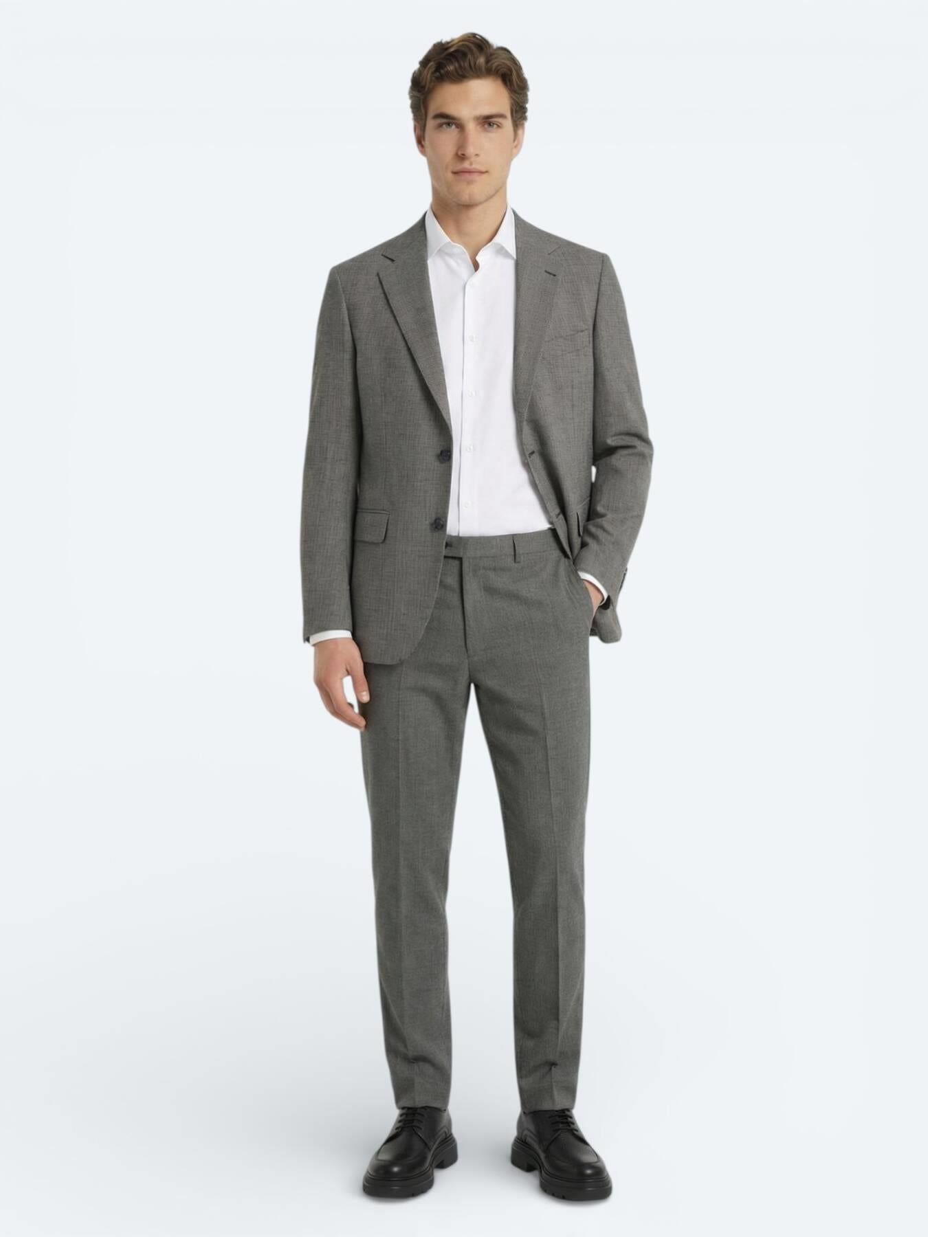 Açık Kahve Modern Fit Yün Karışımlı Takım Elbise