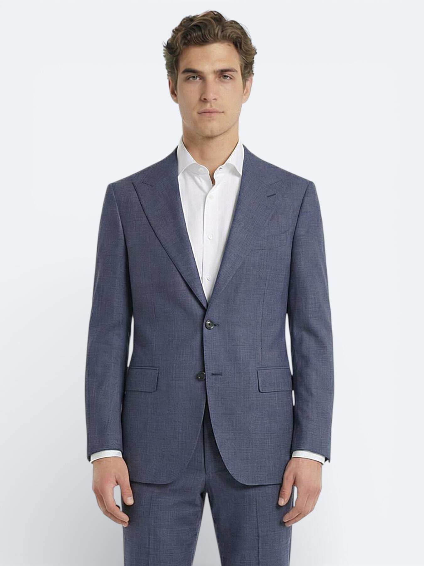 Mavi Modern Fit Yün Karışımlı Takım Elbise