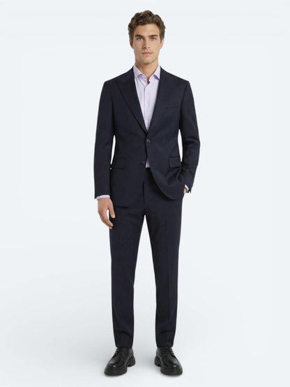 Lacivert Düz Zeroweight Slim Fit Yün Karışımlı Takım Elbise