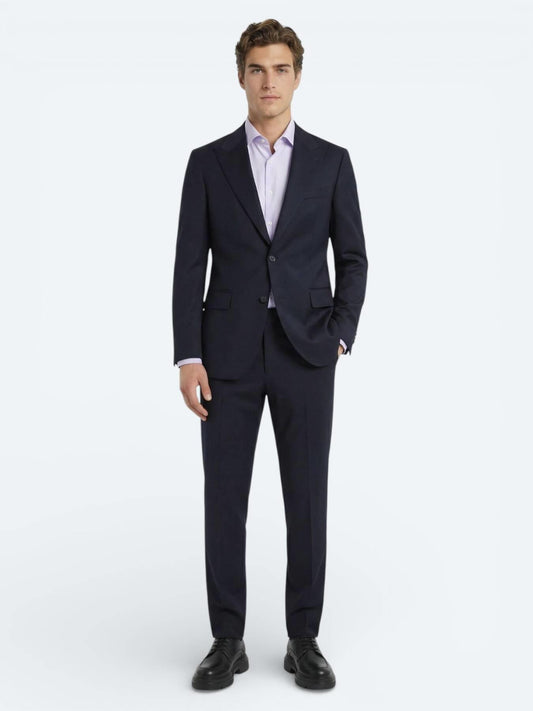 Lacivert Düz Zeroweight Slim Fit Yün Karışımlı Takım Elbise