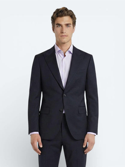 Lacivert Düz Zeroweight Slim Fit Yün Karışımlı Takım Elbise