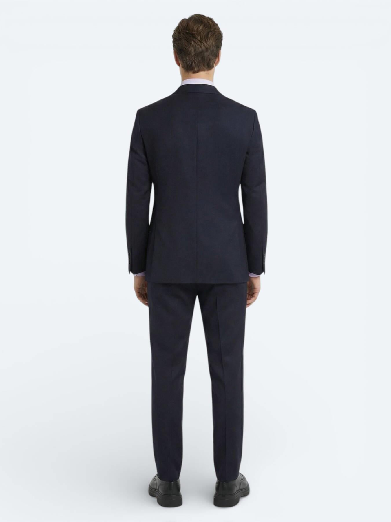 Lacivert Düz Zeroweight Slim Fit Yün Karışımlı Takım Elbise
