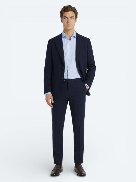 Lacivert Düz Modern Fit Pamuk Karışımlı Takım Elbise