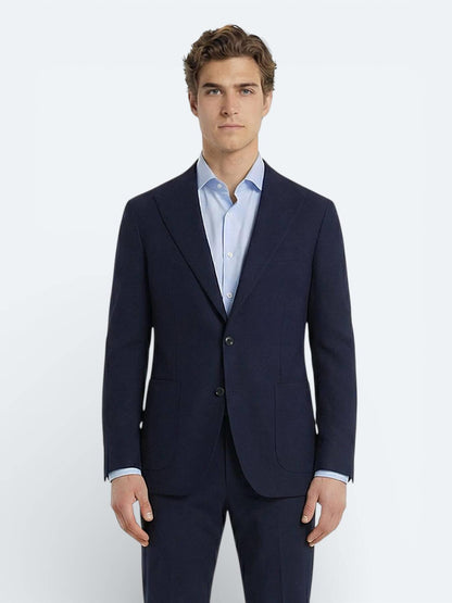 Lacivert Düz Modern Fit Pamuk Karışımlı Takım Elbise