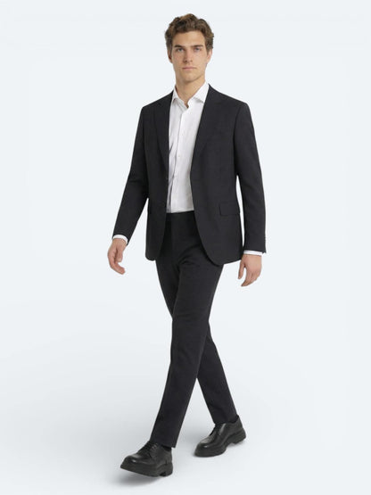 Antrasit Düz Modern Fit Yün Karışımlı Takım Elbise