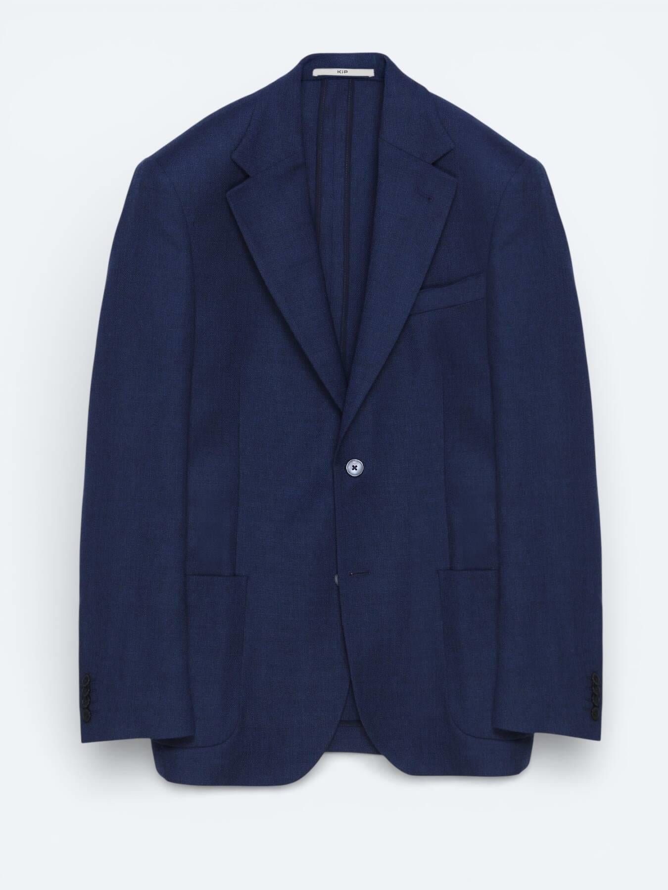 Indigo Desenli Modern Fit Yün Karışımlı Ceket