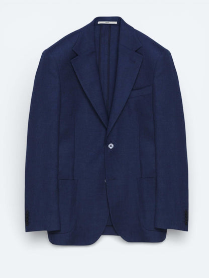 Indigo Desenli Modern Fit Yün Karışımlı Ceket