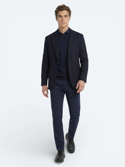 Lacivert Modern Fit Pamuk Karışımlı Ceket