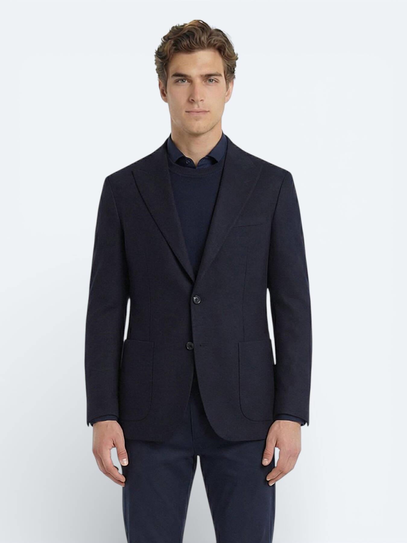 Lacivert Modern Fit Pamuk Karışımlı Ceket