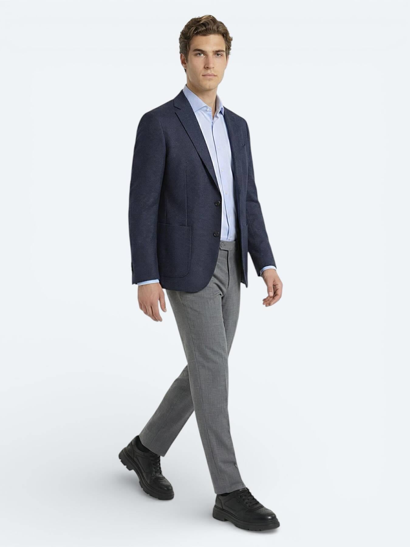 Renkli Mikro Modern Fit Yün Karışımlı Ceket