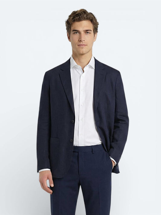 Renkli Mikro Modern Fit %100 Keten Ceket