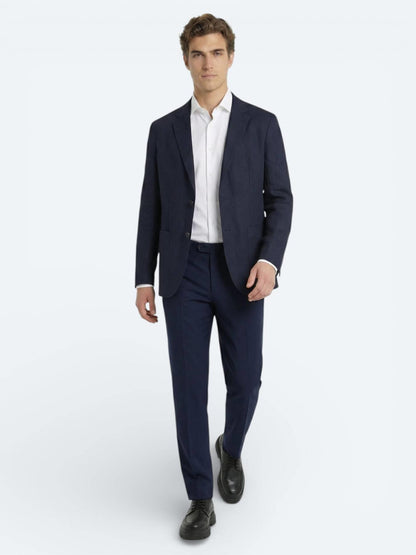 Renkli Mikro Modern Fit %100 Keten Ceket