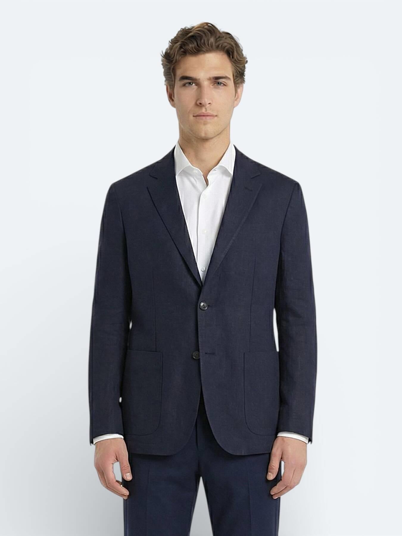 Renkli Mikro Modern Fit %100 Keten Ceket