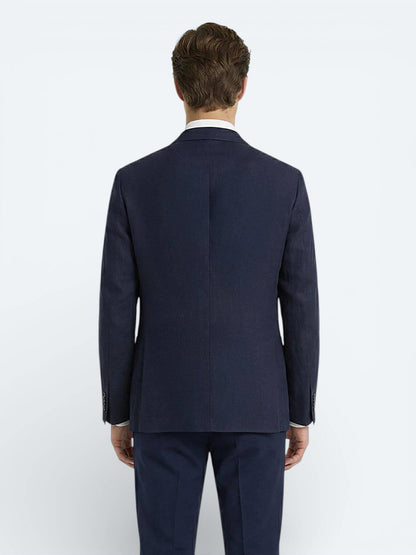 Renkli Mikro Modern Fit %100 Keten Ceket