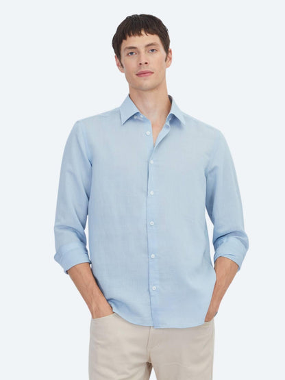 Mavi Çizgili Regular Fit Uzun Dokuma Casual Gömlek