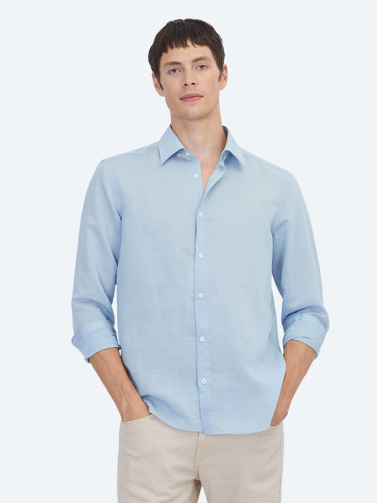 Mavi Çizgili Regular Fit Uzun Dokuma Casual Gömlek