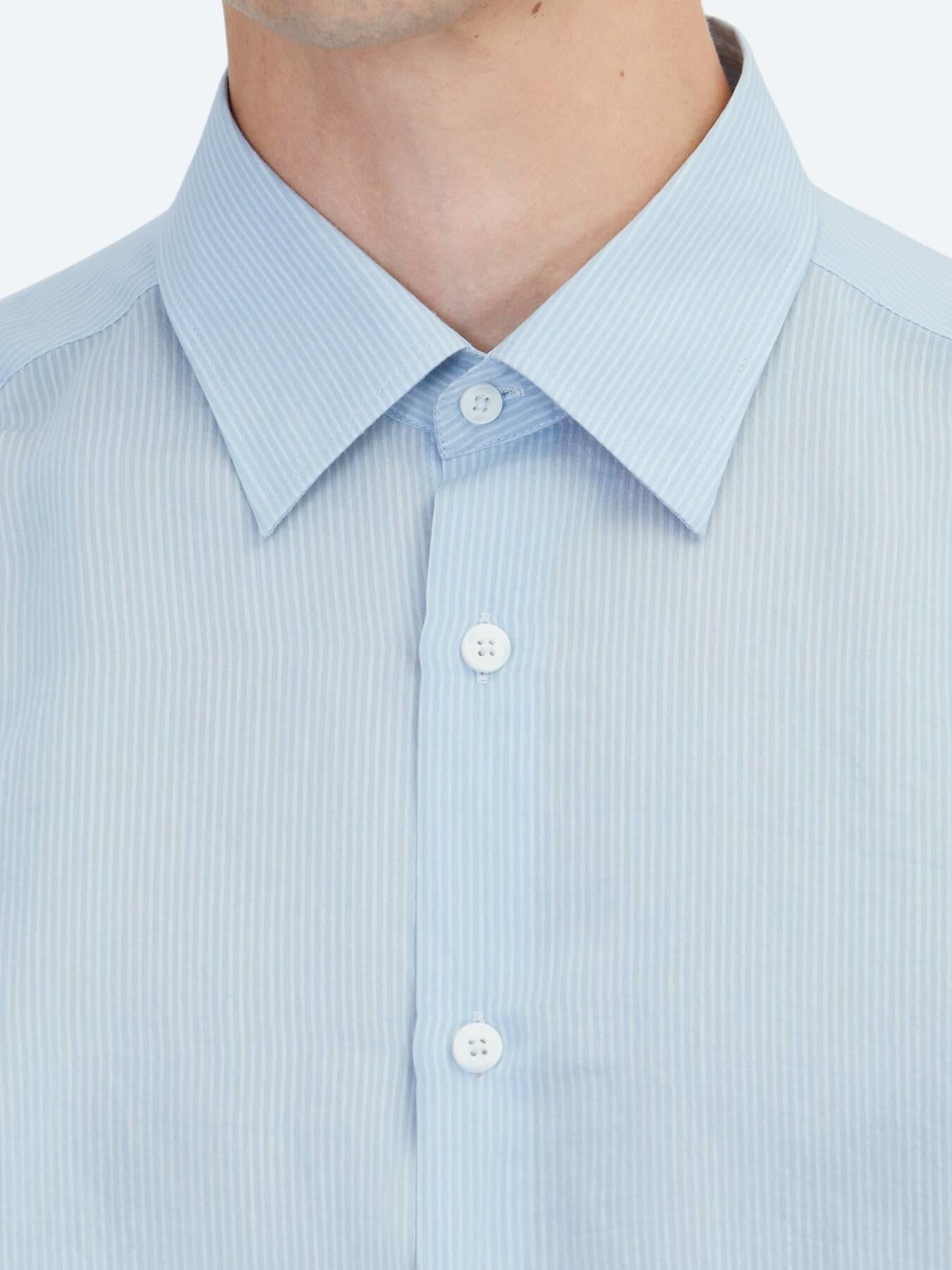 Mavi Çizgili Regular Fit Uzun Dokuma Casual Gömlek