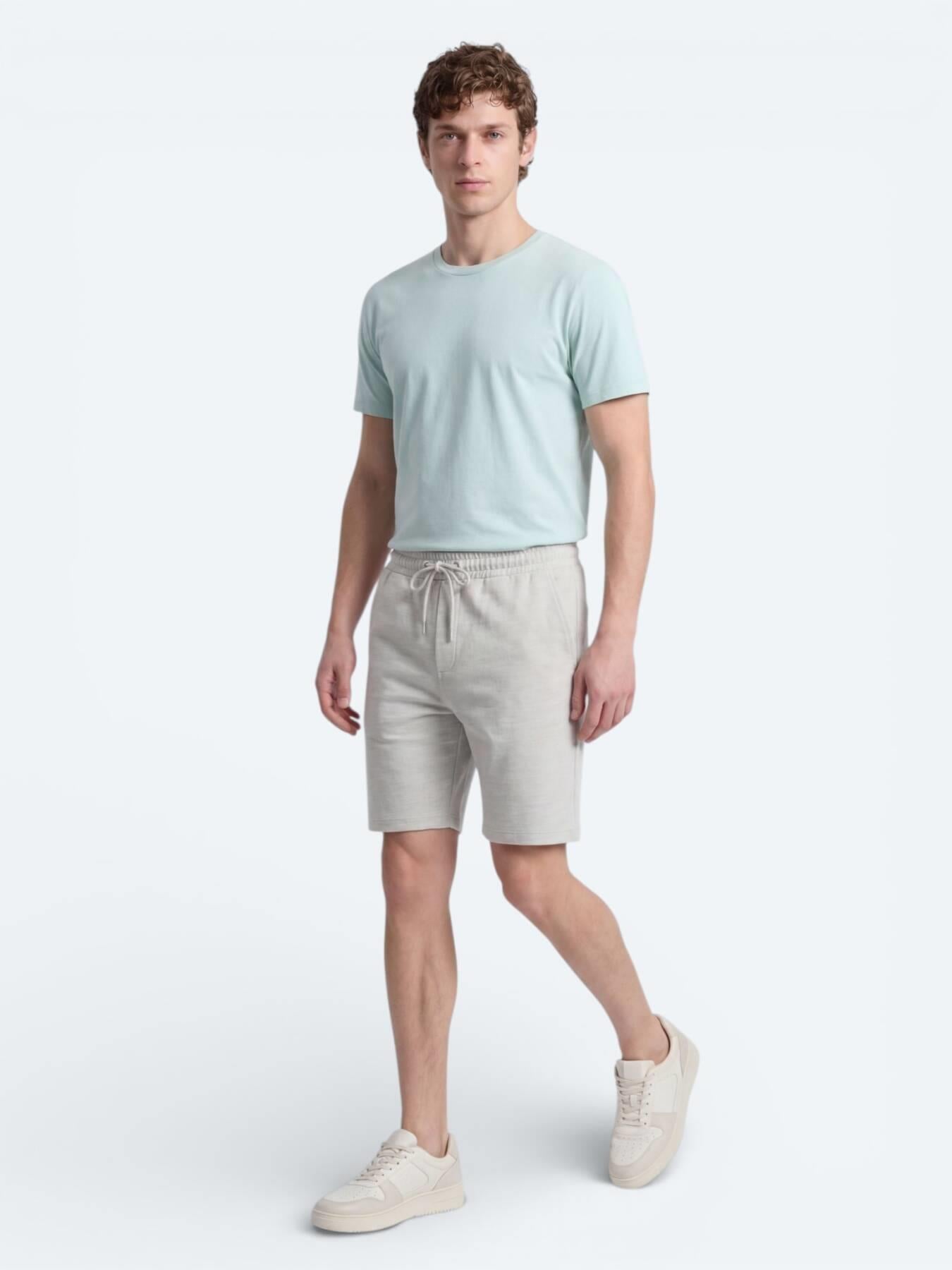 Su Yeşili Düz Örme Regular Fit Casual Bermuda