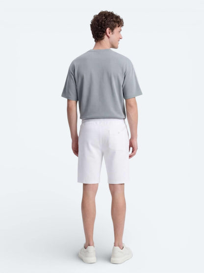 Ekru Düz Örme Regular Fit Casual Bermuda