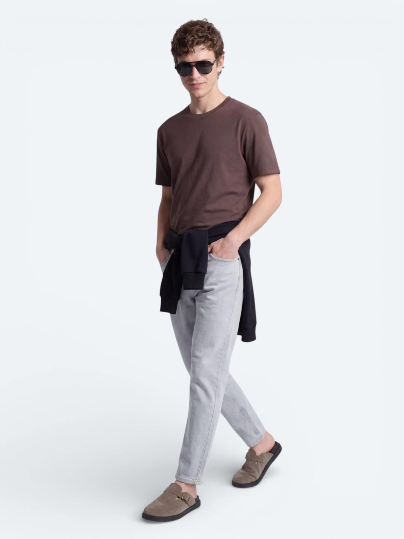 Kahverengi Düz T-shirt