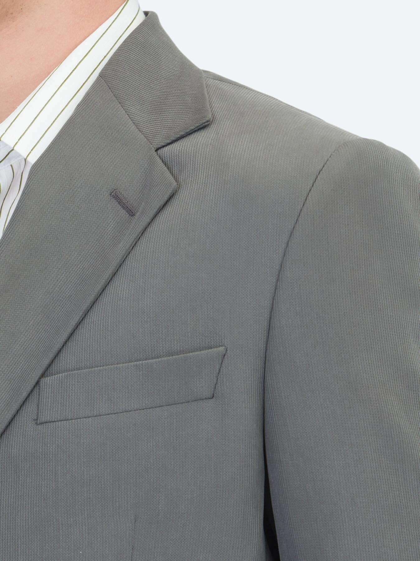 Haki Çizgili Modern Fit Takım Elbise