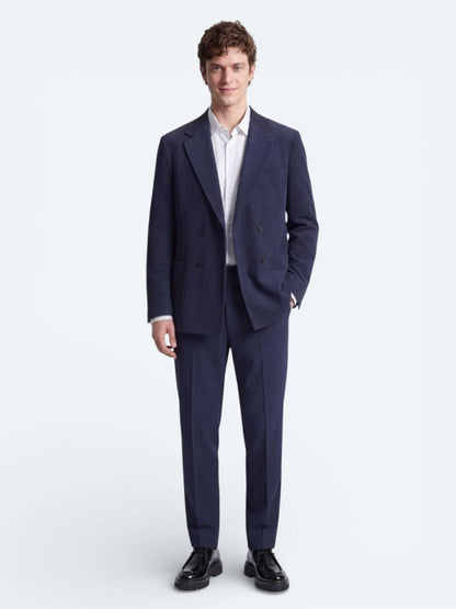 Lacivert Çizgili Modern Fit Takım Elbise