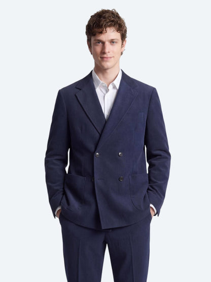 Lacivert Çizgili Modern Fit Takım Elbise