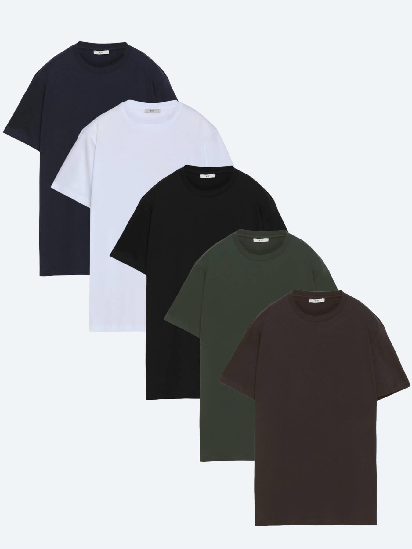 Çok Renkli 5'li Düz %100 Pamuk T-shirt