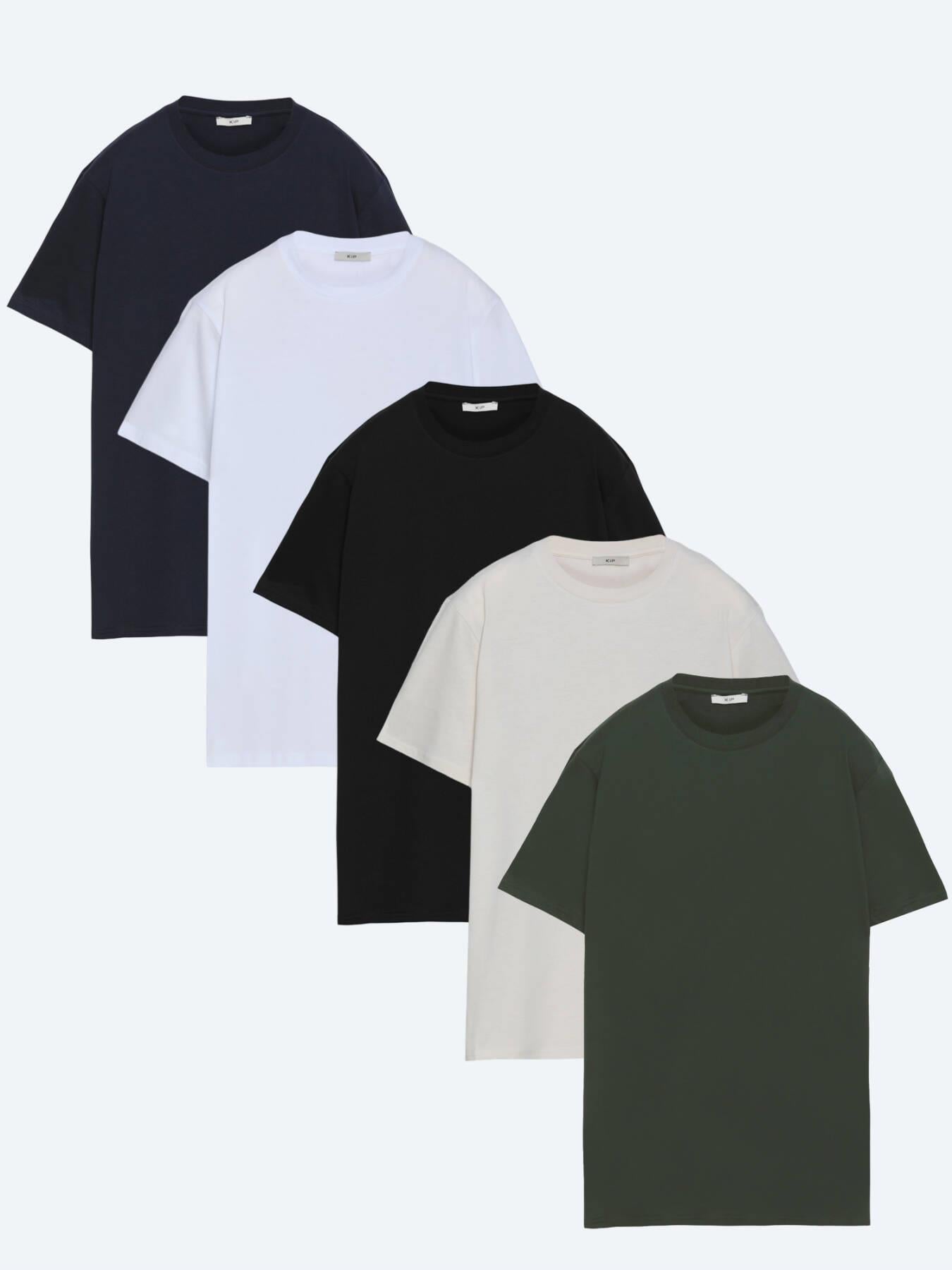 Çok Renkli 5'li Düz %100 Pamuk T-shirt